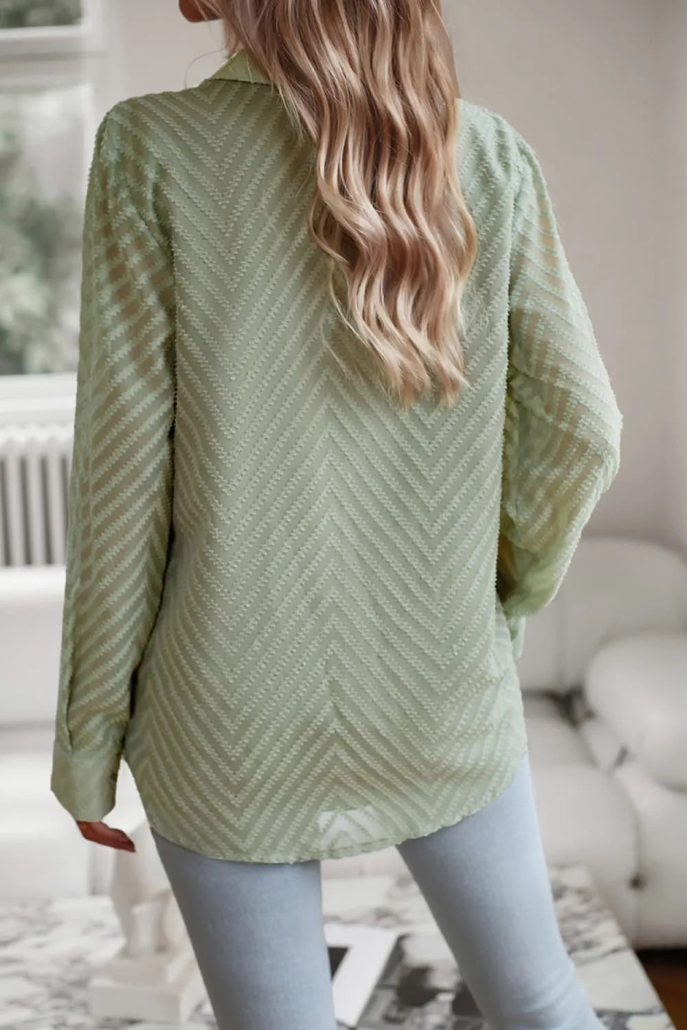 Collared Neck Long Sleeve Pocketed Shirt, image 9