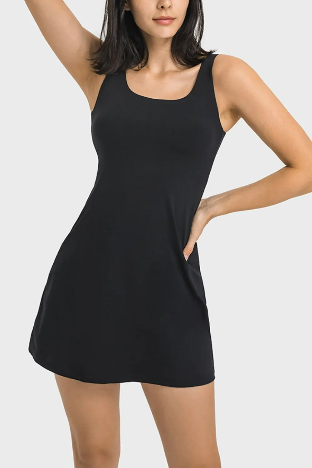Square Neck Sports Tank Dress with Full Coverage Bottoms, image 5