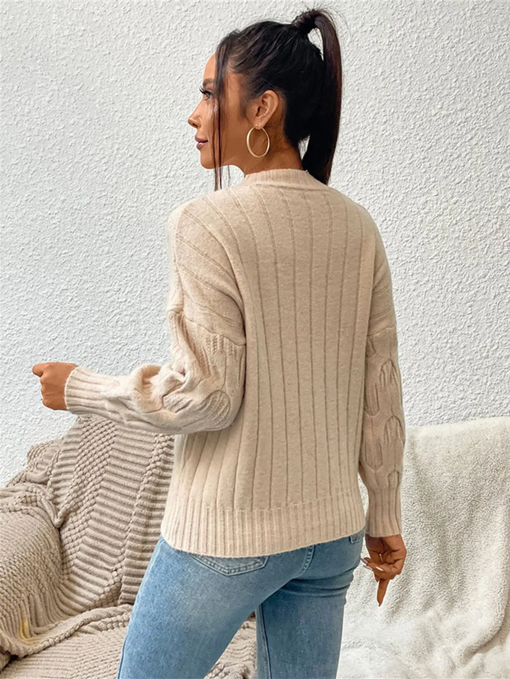Round Neck Long Sleeve Sweater, image 4