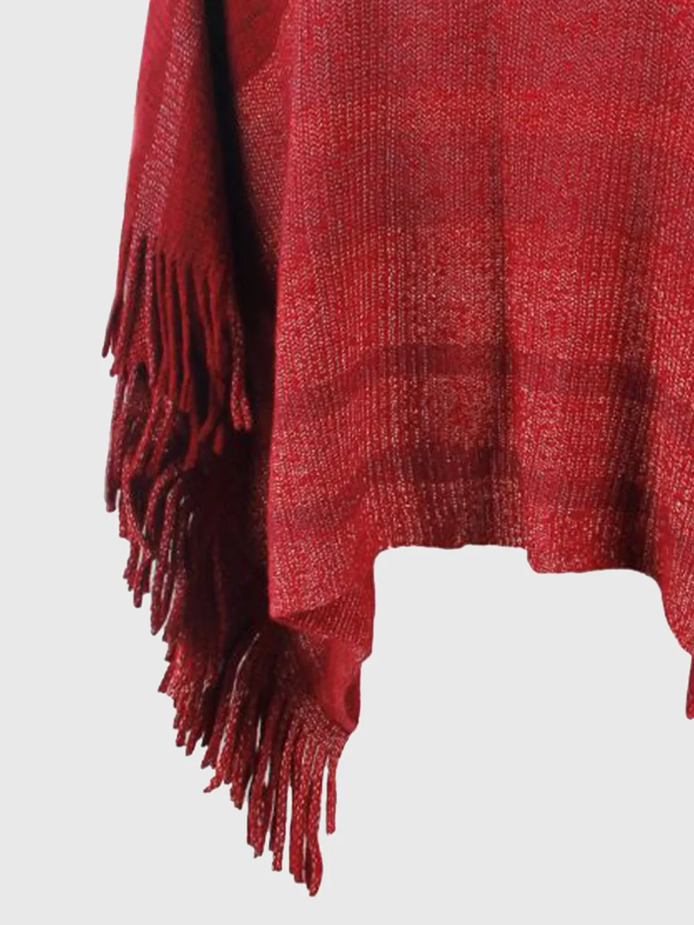 Striped Boat Neck Poncho with Fringes, image 12