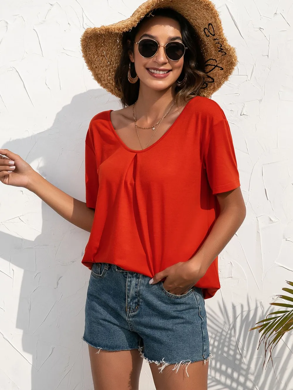 Lace Trim Short Sleeve Top, image 2