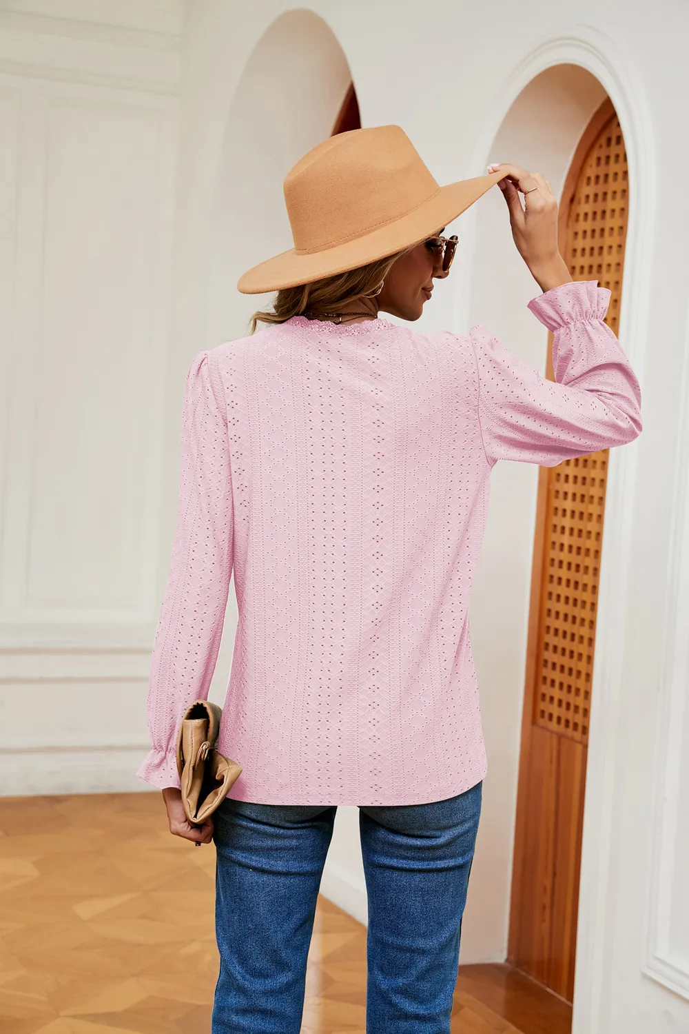 V-Neck Flounce Sleeve Blouse, image 10