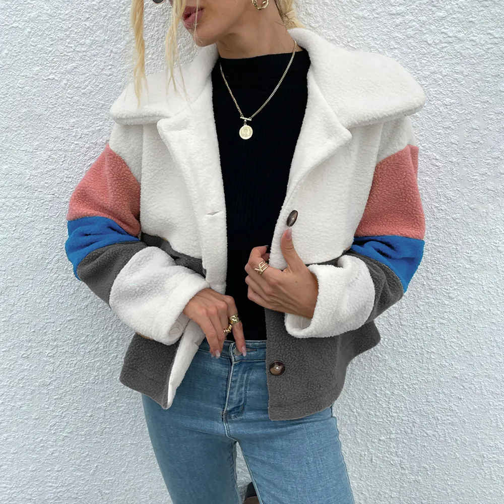 Color Block Button Down Collared Jacket, image 2