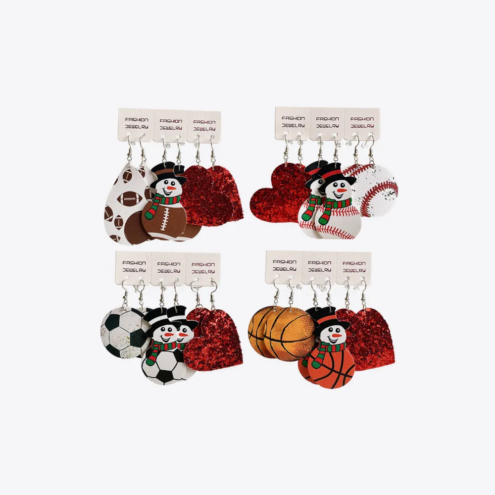 Snowman, Ball, and Heart Earrings Set, image 2