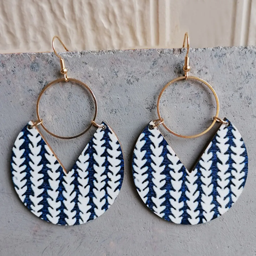 Ms.Pac-Man Shape Wooden Dangle Earrings, image 6