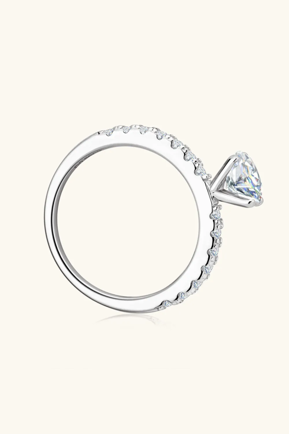 Moissanite Platinum-Plated Side Stone Ring, image 2