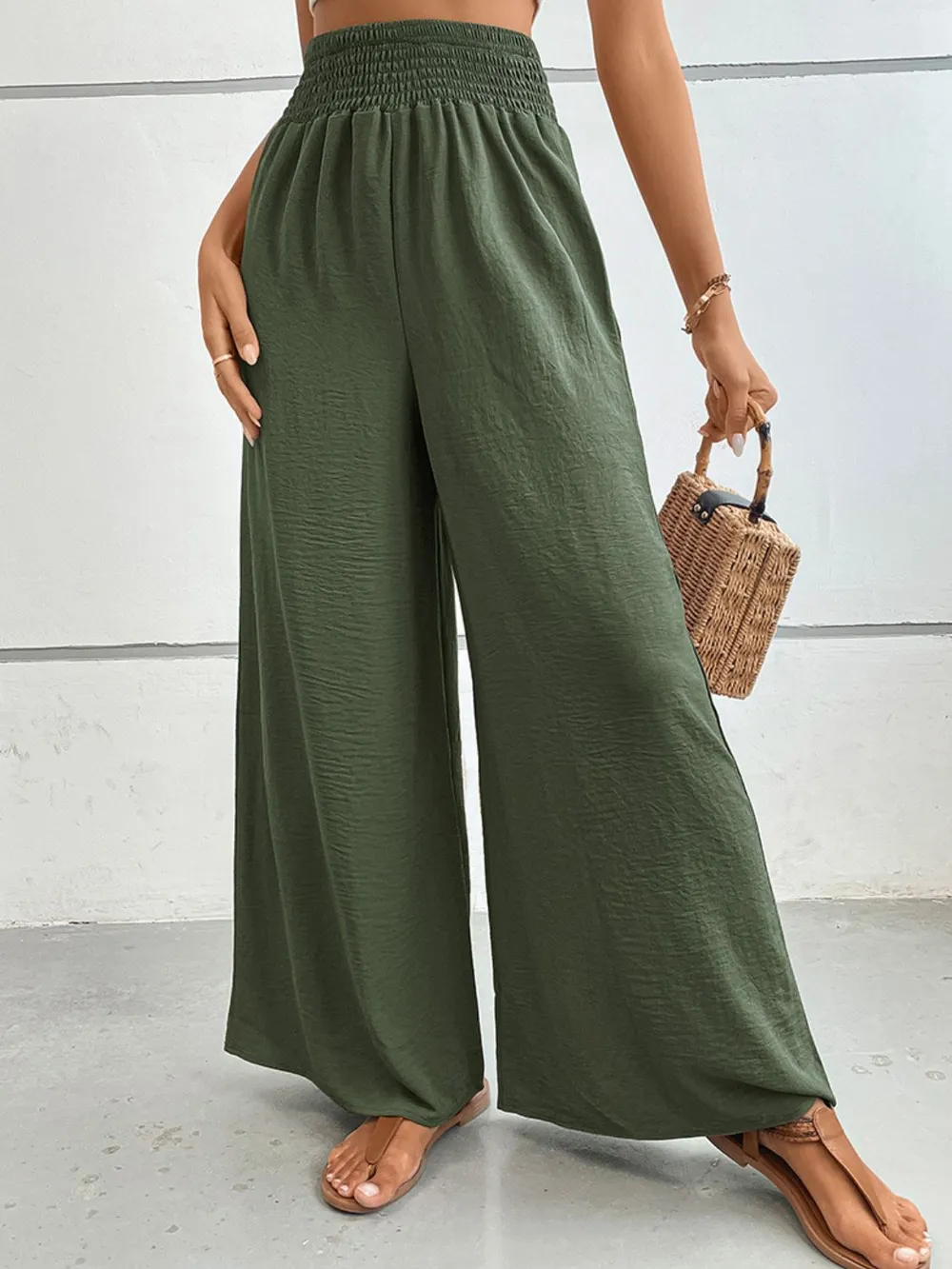 Wide Waistband Relax Fit Long Pants, image 5