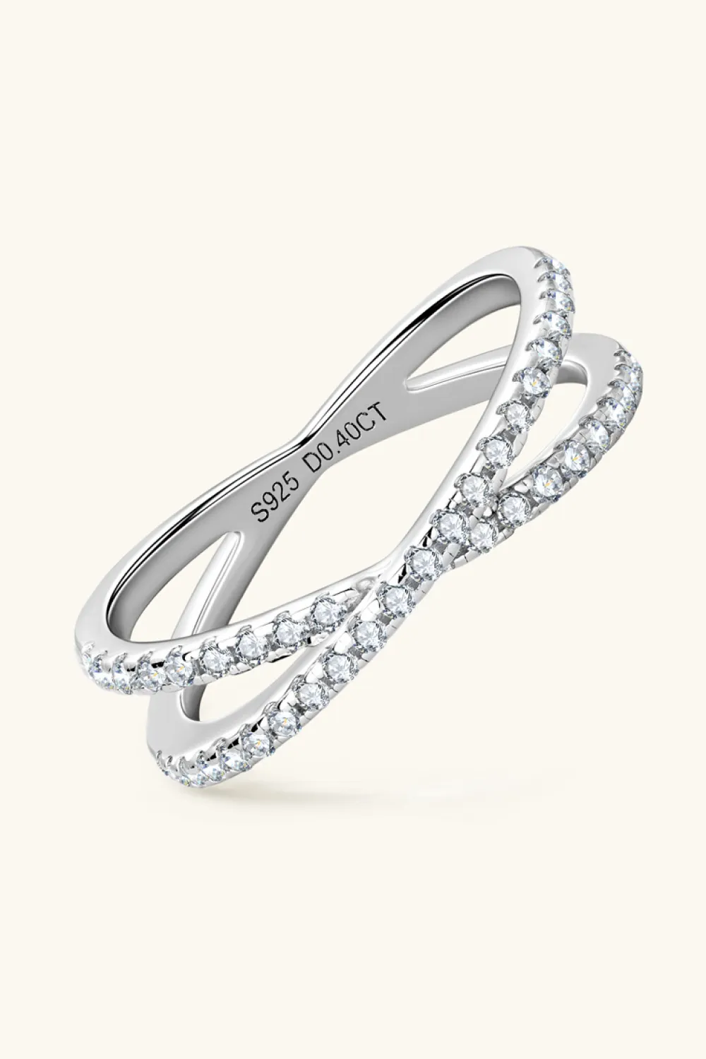 Moissanite 925 Sterling Silver Crisscross Ring, image 2