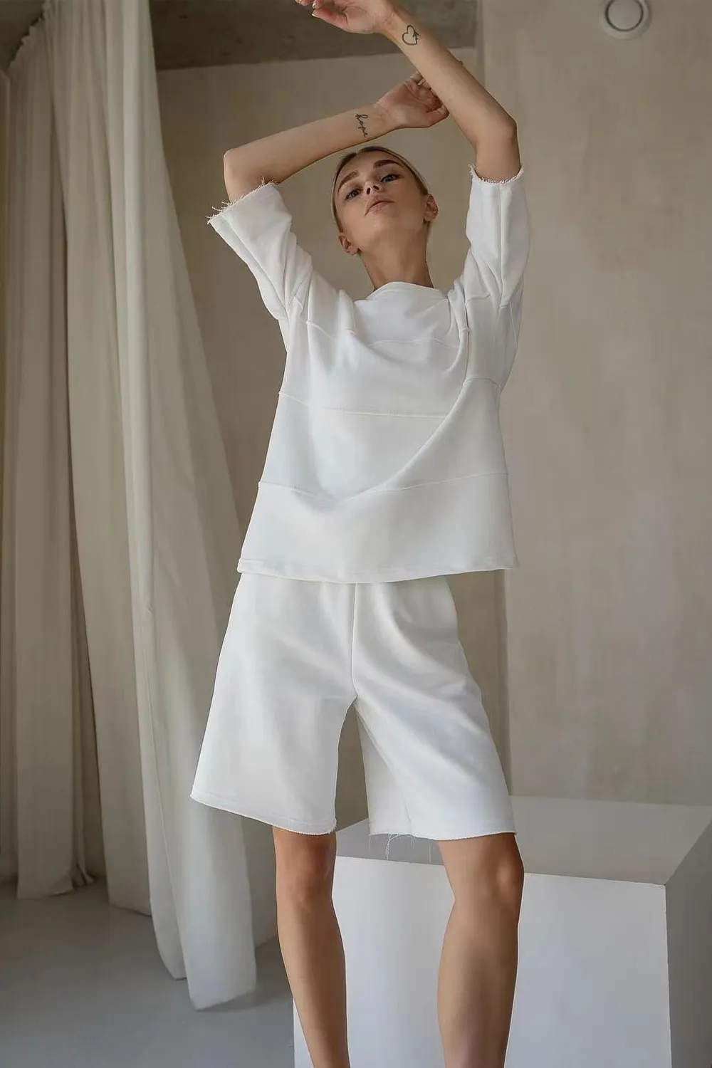 Round Neck Long Sleeve Top and Shorts Set, image 7