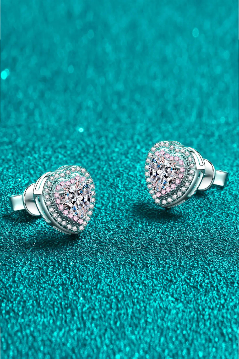 Moissanite Heart-Shaped Stud Earrings, image 4