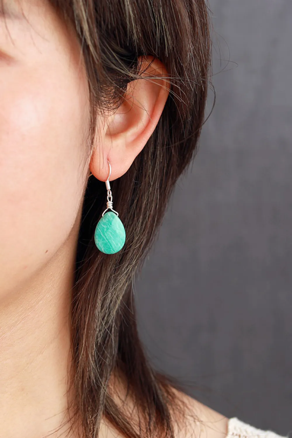 Handmade Natural Stone Teardrop Earrings, image 2