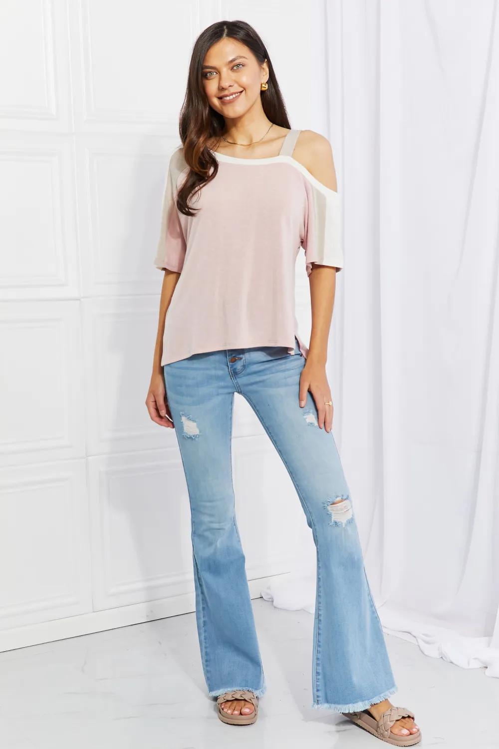 Full Size Something Simple Cold Shoulder Tee, image 4