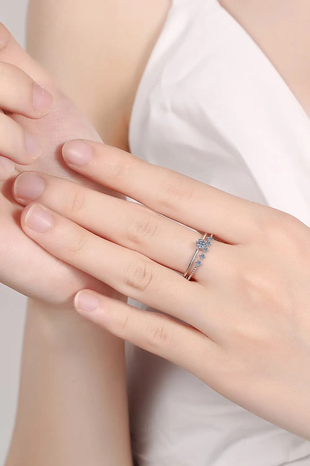 Moissanite 925 Sterling Silver Two-Piece Ring Set, image 2