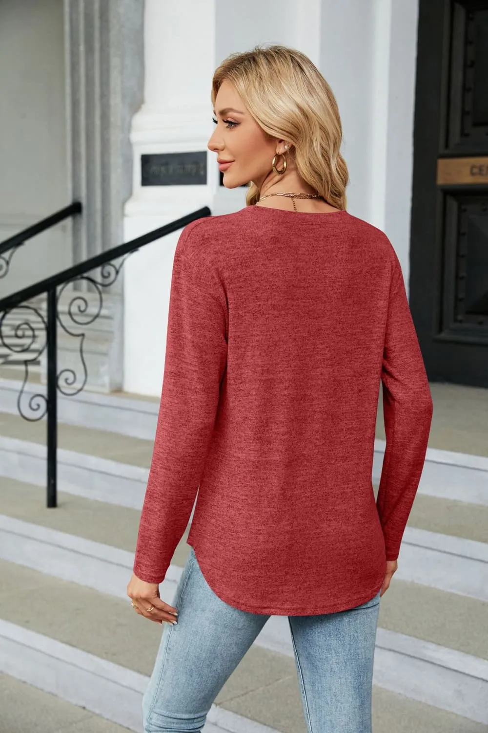 Round Neck Long Sleeve T-Shirt, image 16