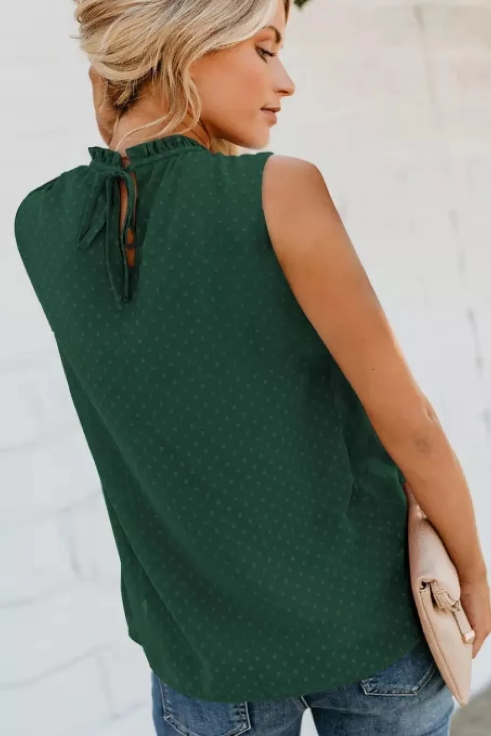Smocked Tie Back Frill Trim Tank, image 12