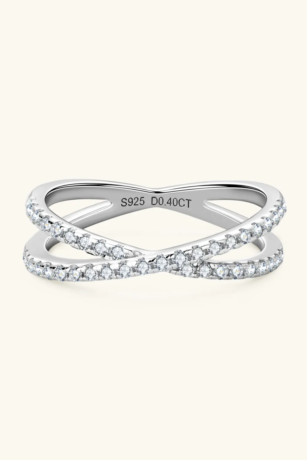 Moissanite 925 Sterling Silver Crisscross Ring, image 3