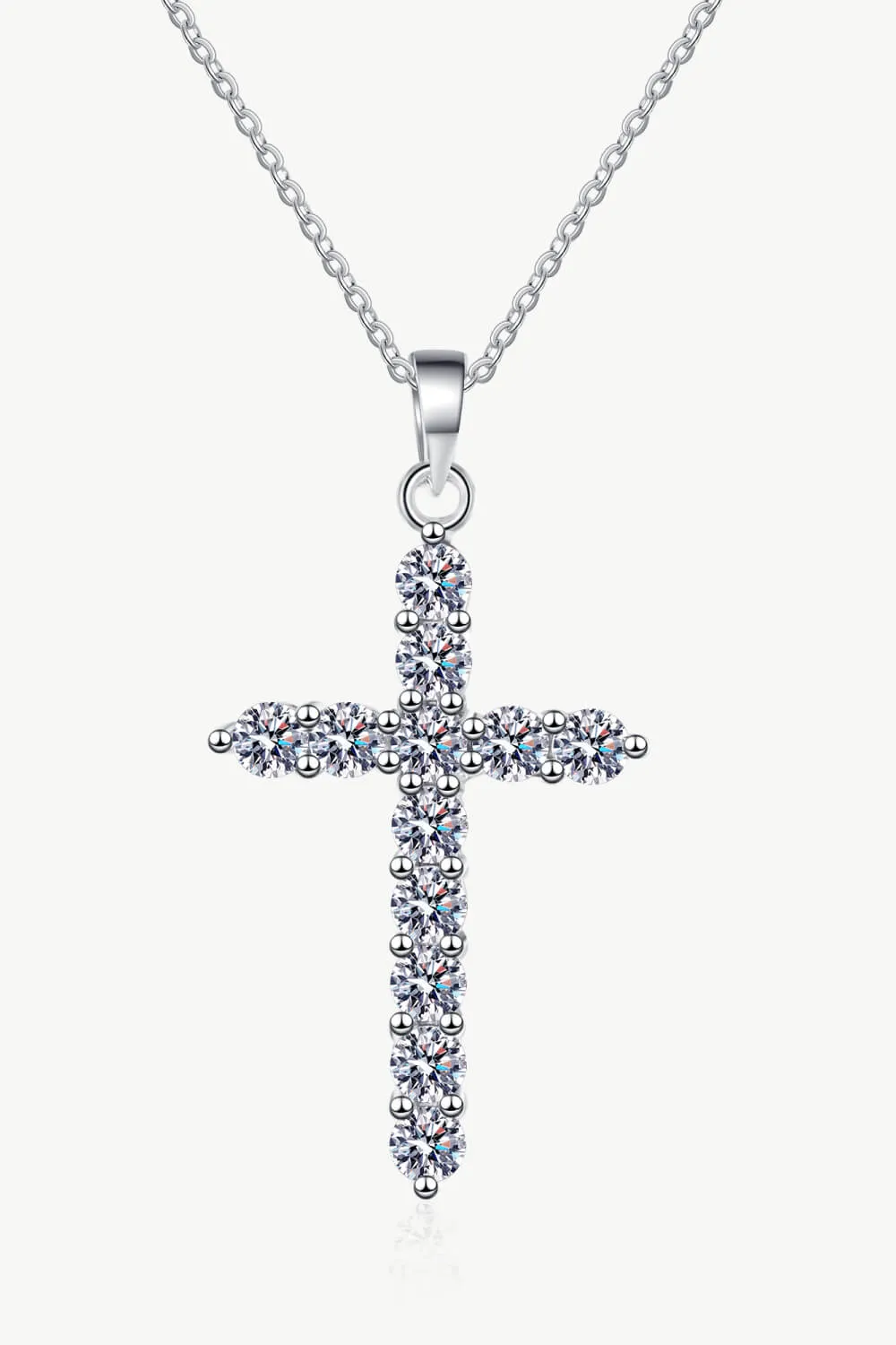 Moissanite Cross Pendant Chain Necklace, image 2