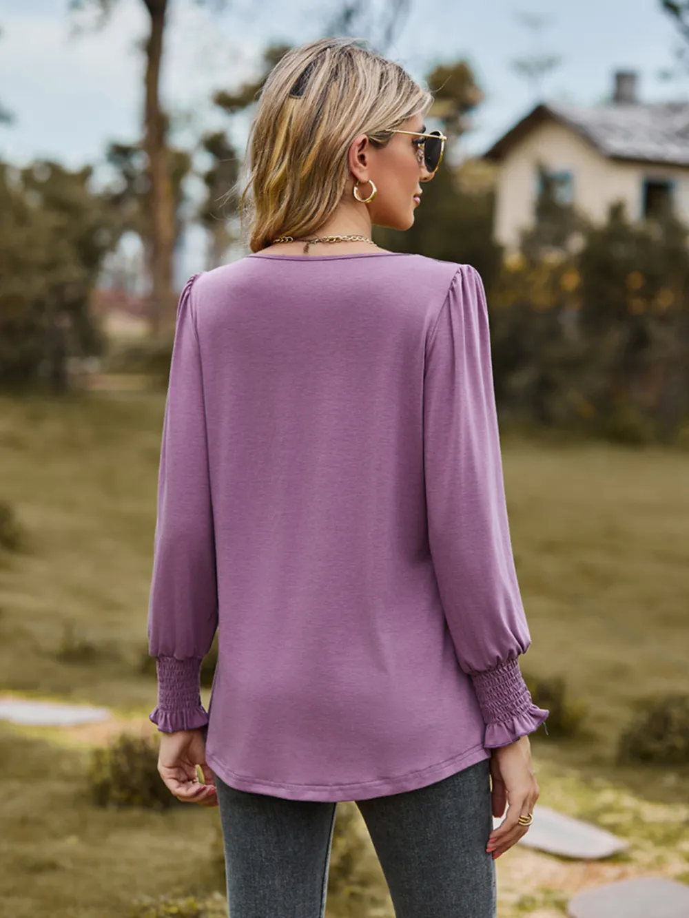 Puff Sleeve Pleated Blouse, image 3