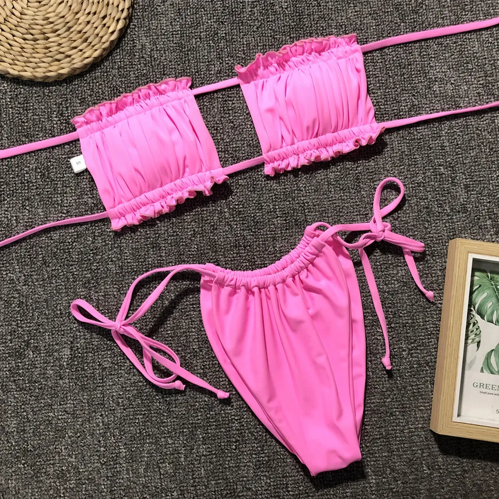 Frill Trim Ruched Bikini Set, image 7