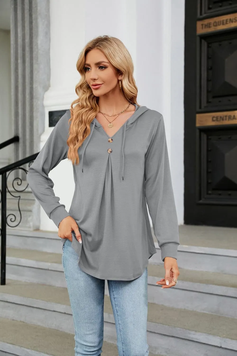 Long Sleeve Hooded Blouse, image 10