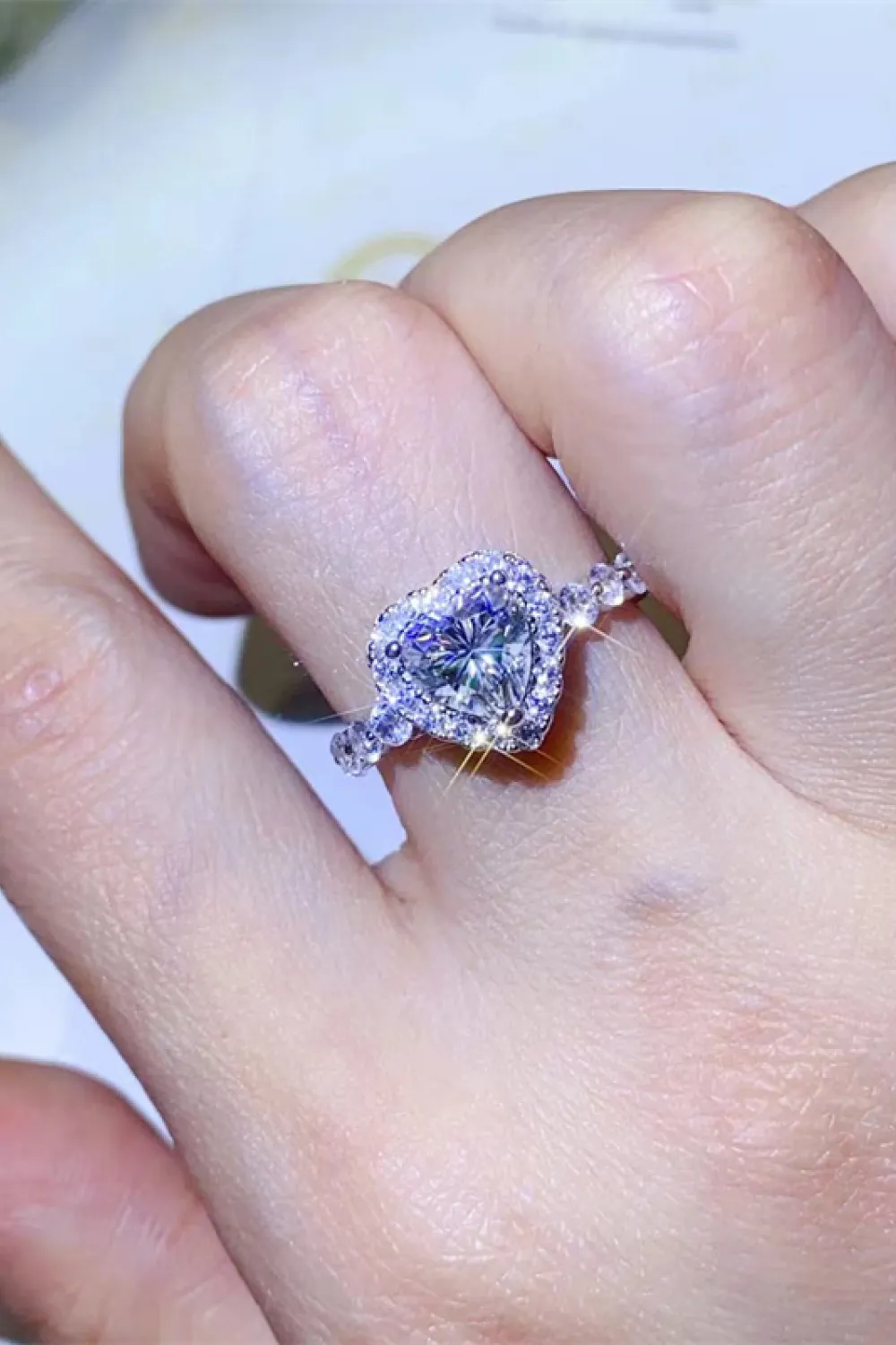 1 Carat Moissanite Heart Ring, image 2