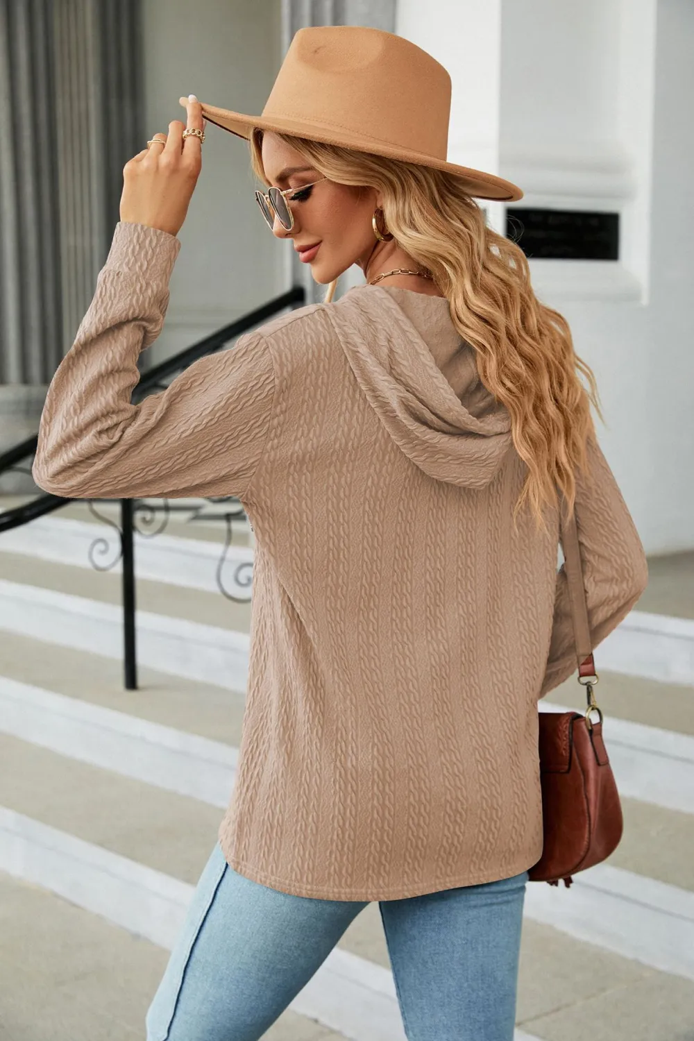 Cable-Knit Long Sleeve Hoodie, image 13