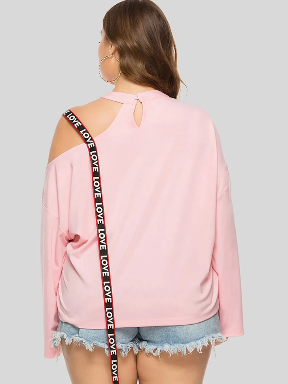 Plus Size Cold-Shoulder Round Neck Blouse, image 2