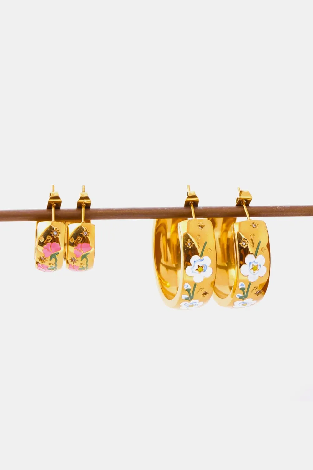 Stainless Steel 18K Gold Plated Ring Shape C-Hoop Earrings, image 5