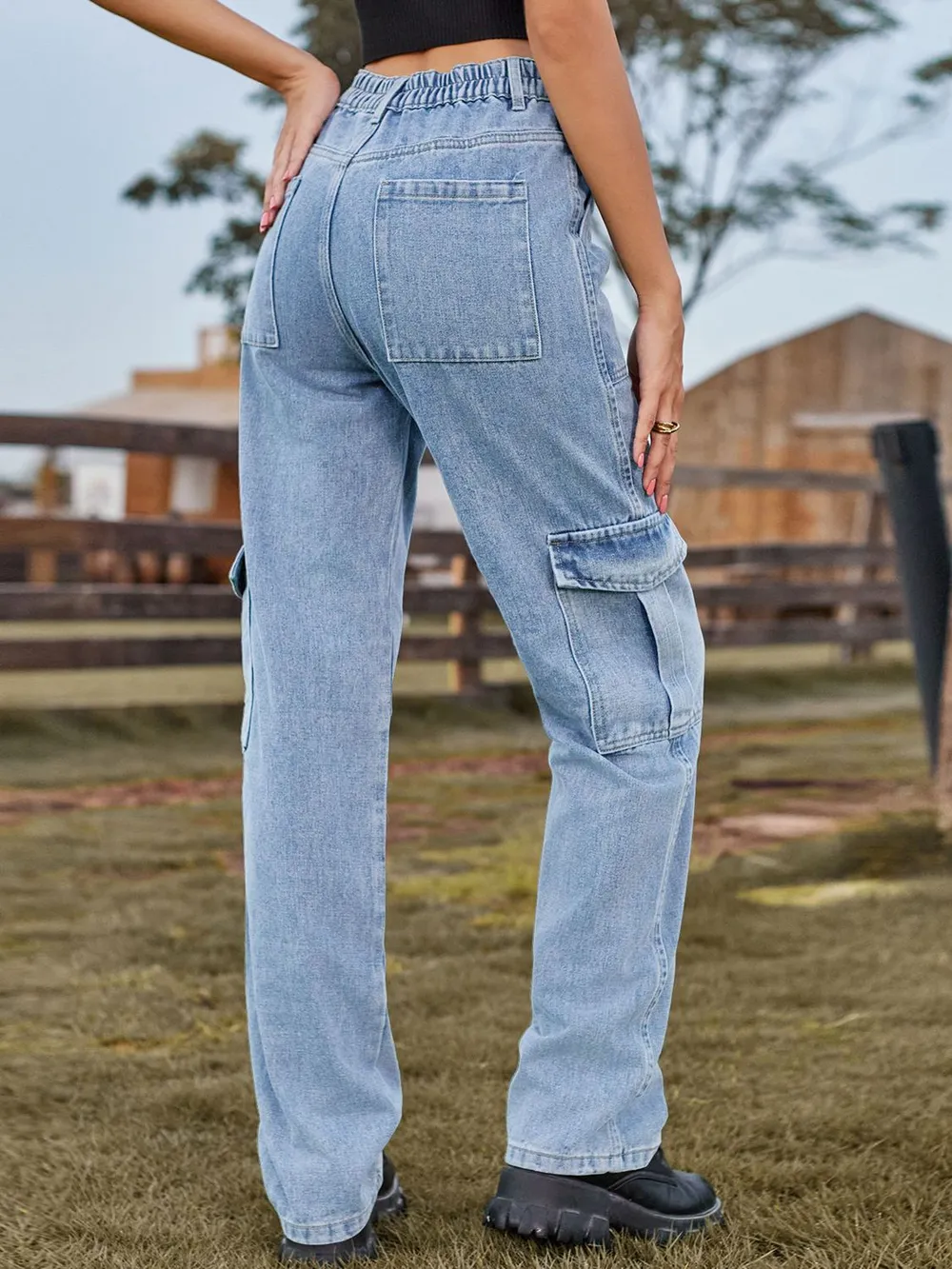 High Waist Cargo Jeans, image 2