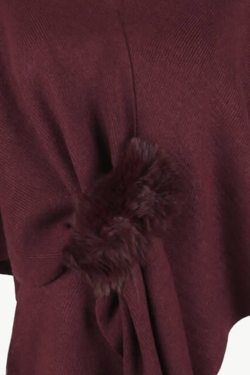 Surplice Neck Pom-Pom Trim Poncho, image 11