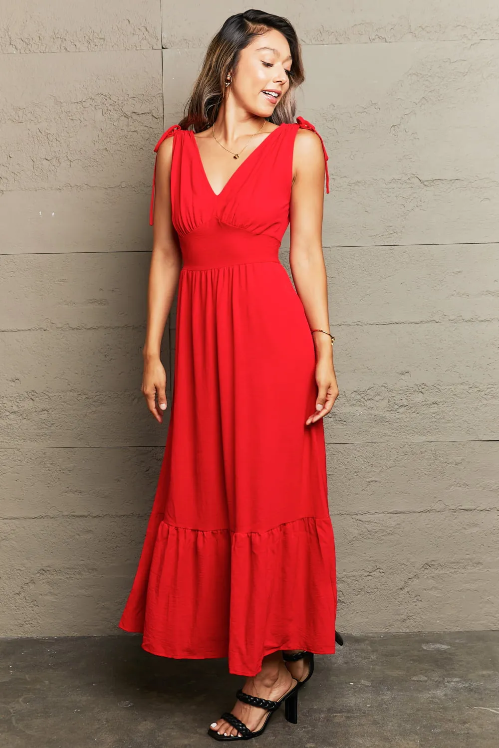 Drawstring V-Neck Sleeveless Dress, image 4
