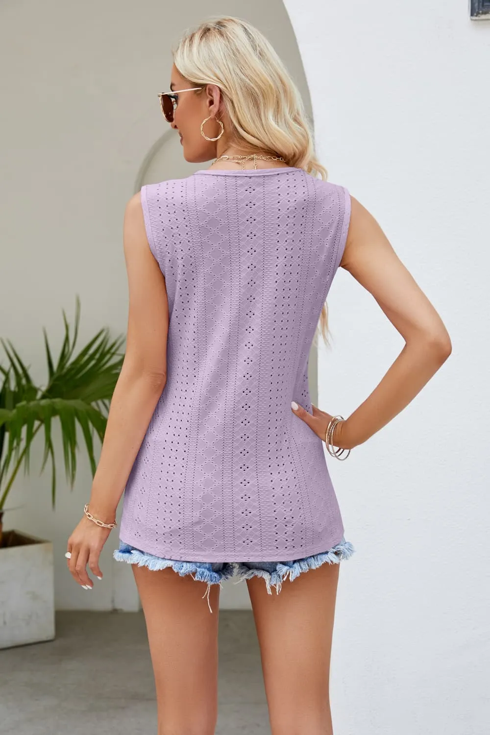 Spliced Lace V-Neck Tank, image 7