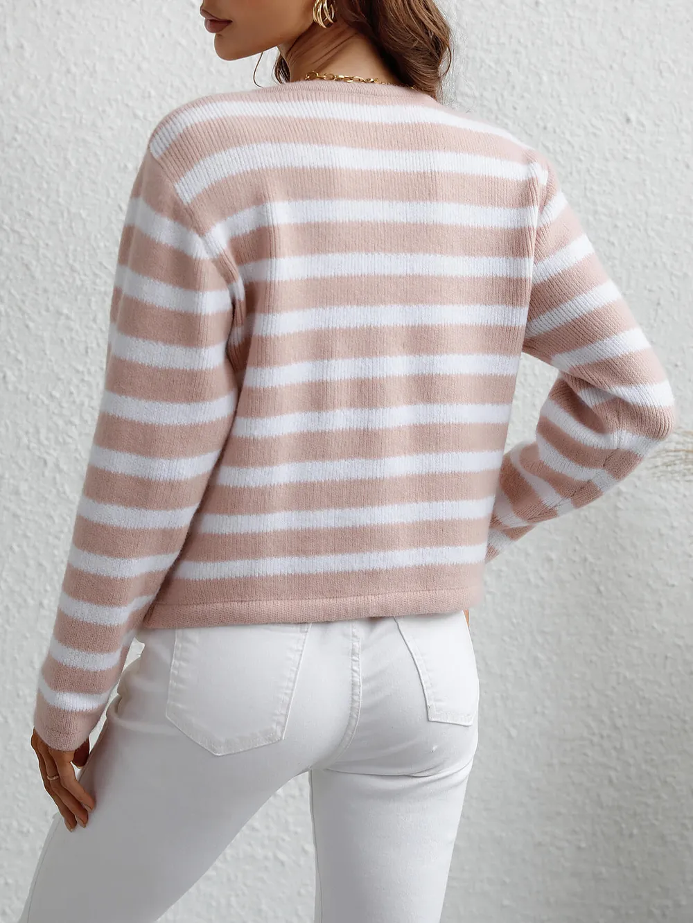Striped Button Front Cardigan, image 3