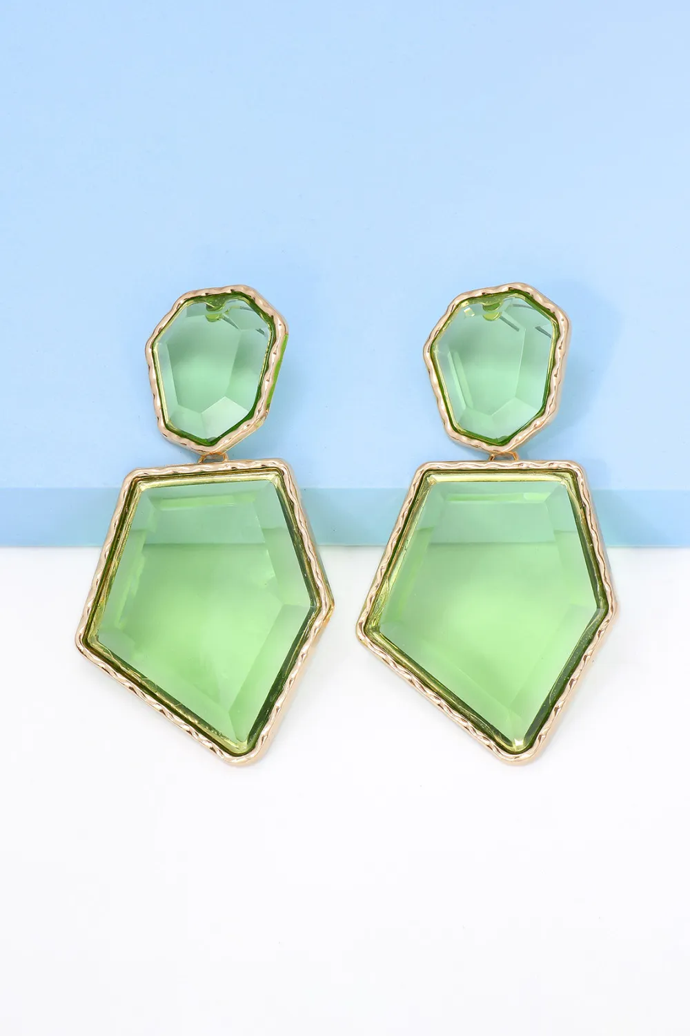 Geometrical Shape Zinc Alloy Frame Resin Dangle Earrings, image 25