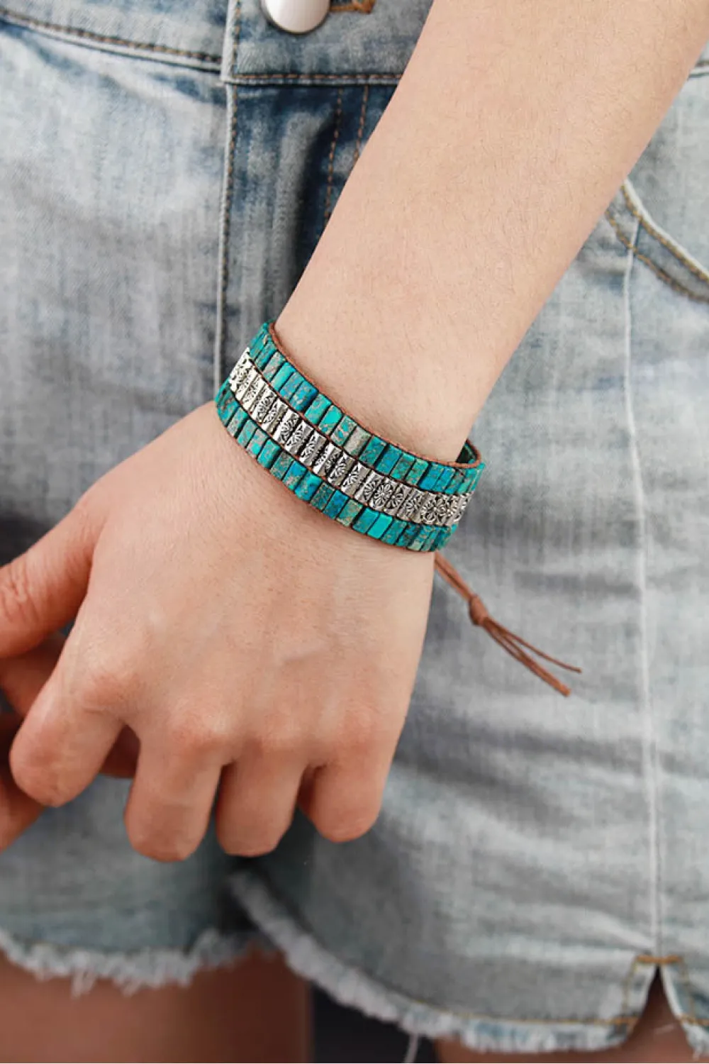 Handmade Triple Layer Natural Stone Bracelet, image 5