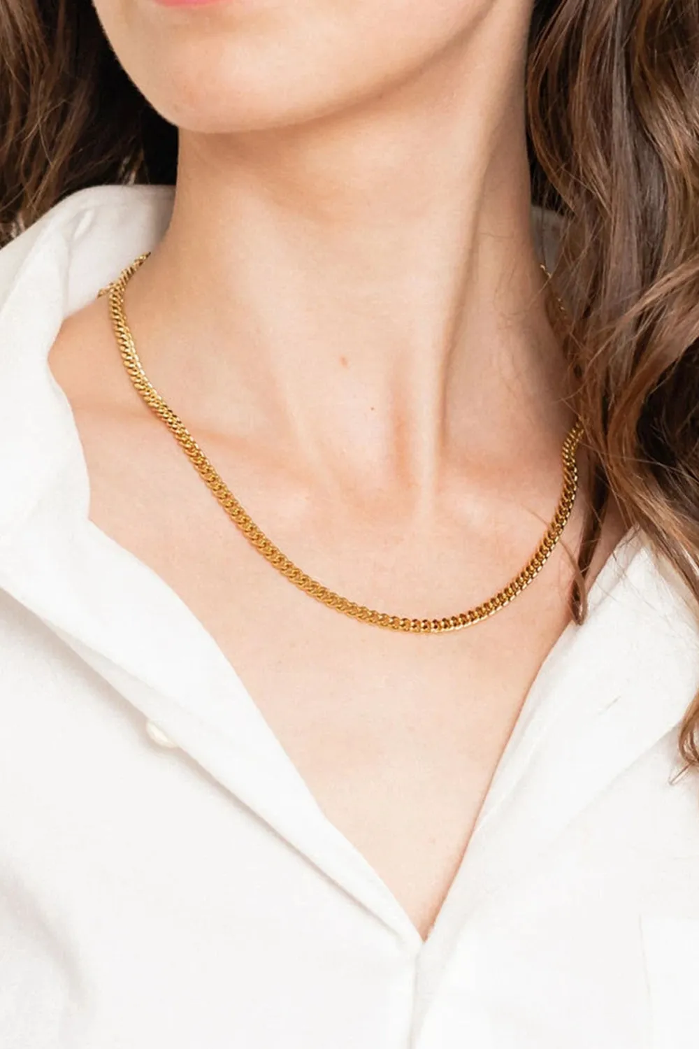 18K Gold Plated Curb Chain Necklace, image 3