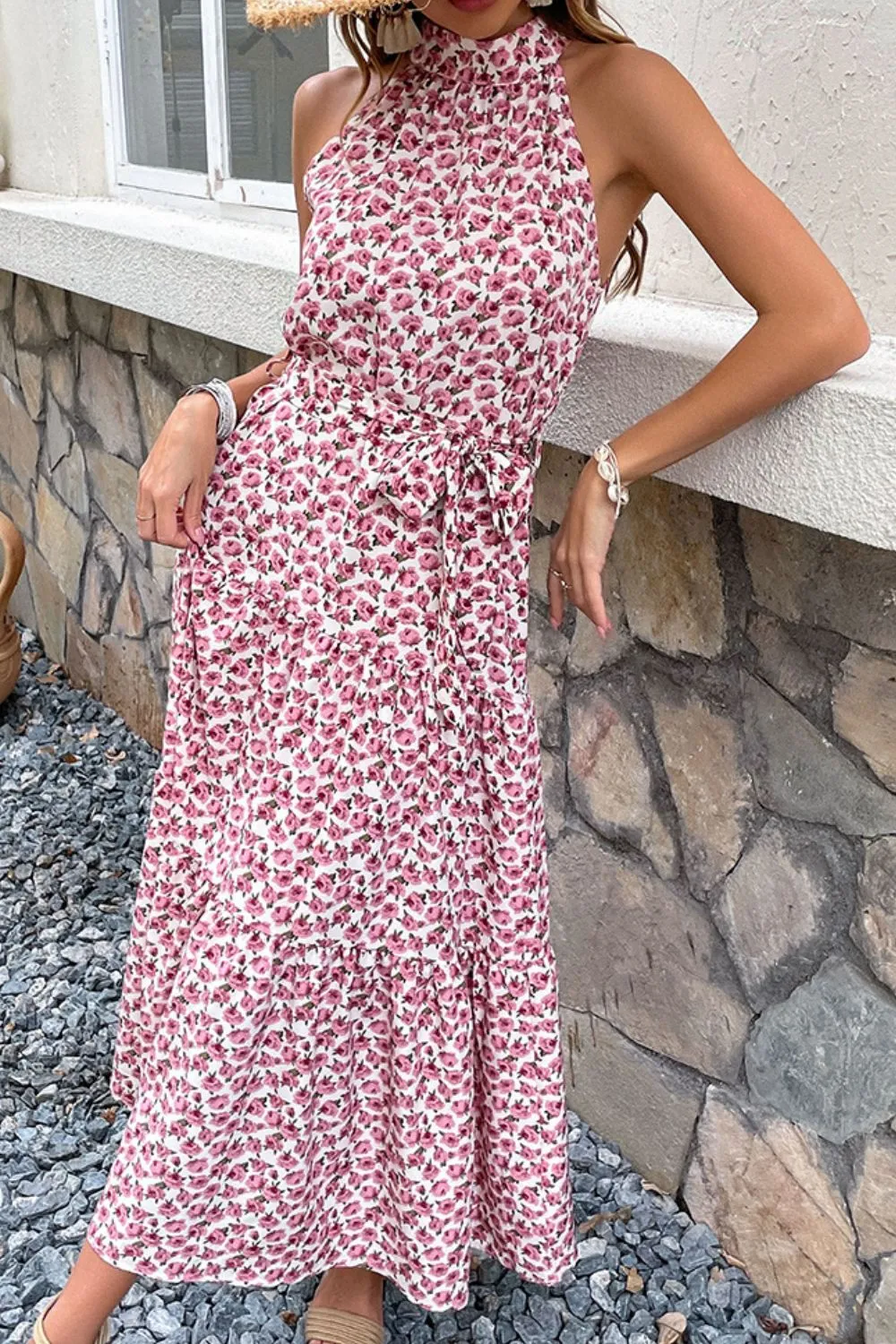 Floral Tie-Waist Tiered Dress, image 2