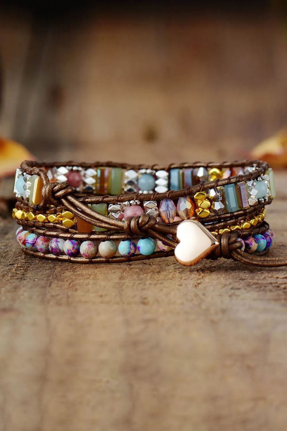 Handmade Crystal Beaded Natural Stone Bracelet, image 2