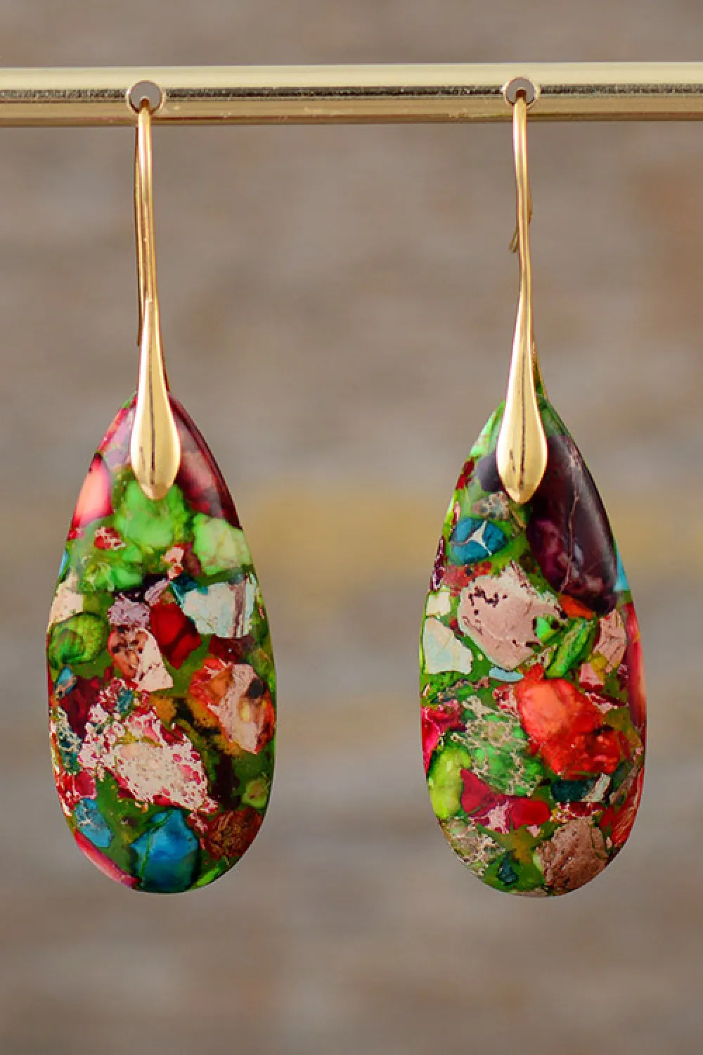 Handmade Teardrop Shape Natural Stone Dangle Earrings, image 3