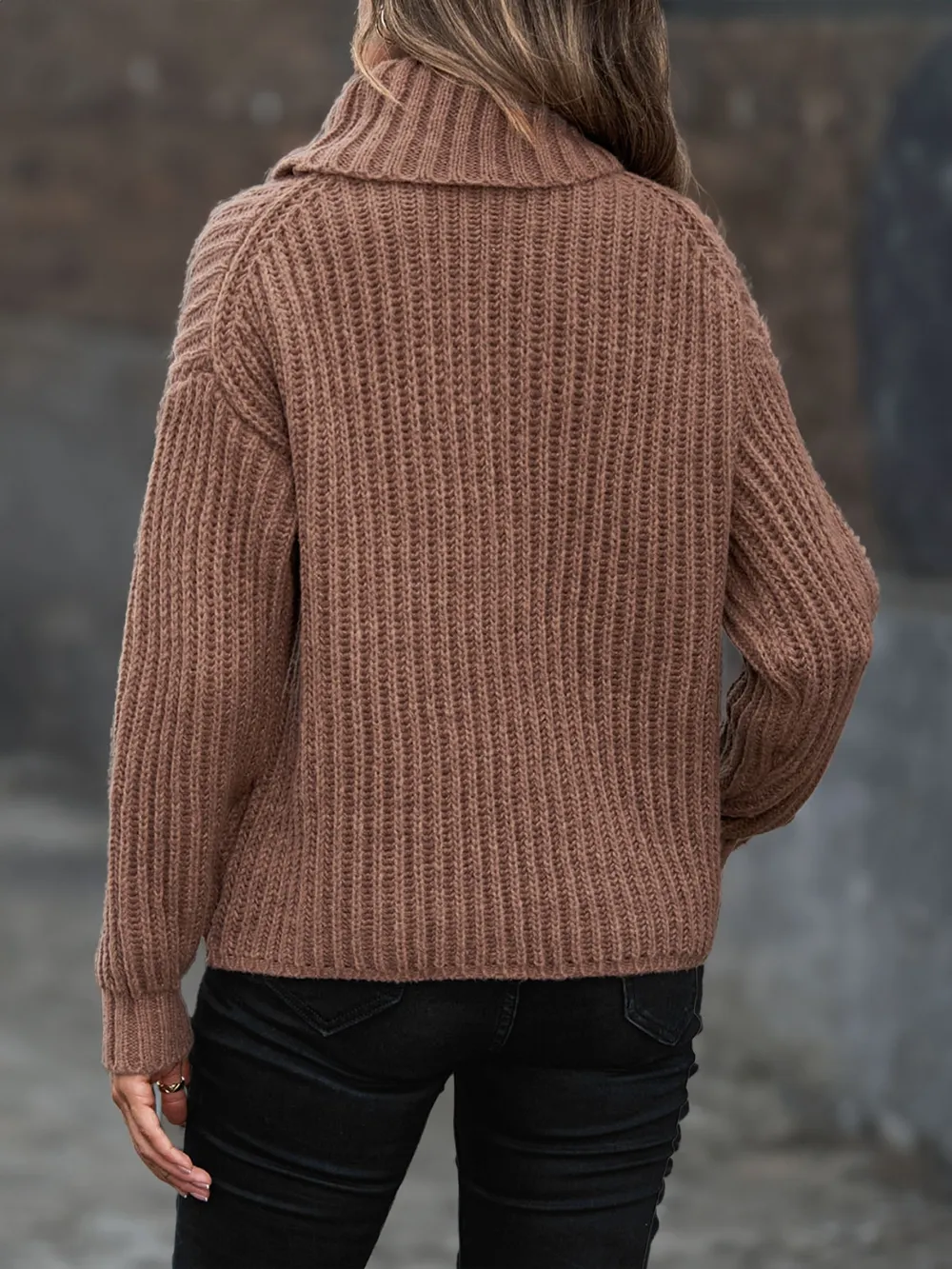 Turtleneck Rib-Knit Sweater, image 4