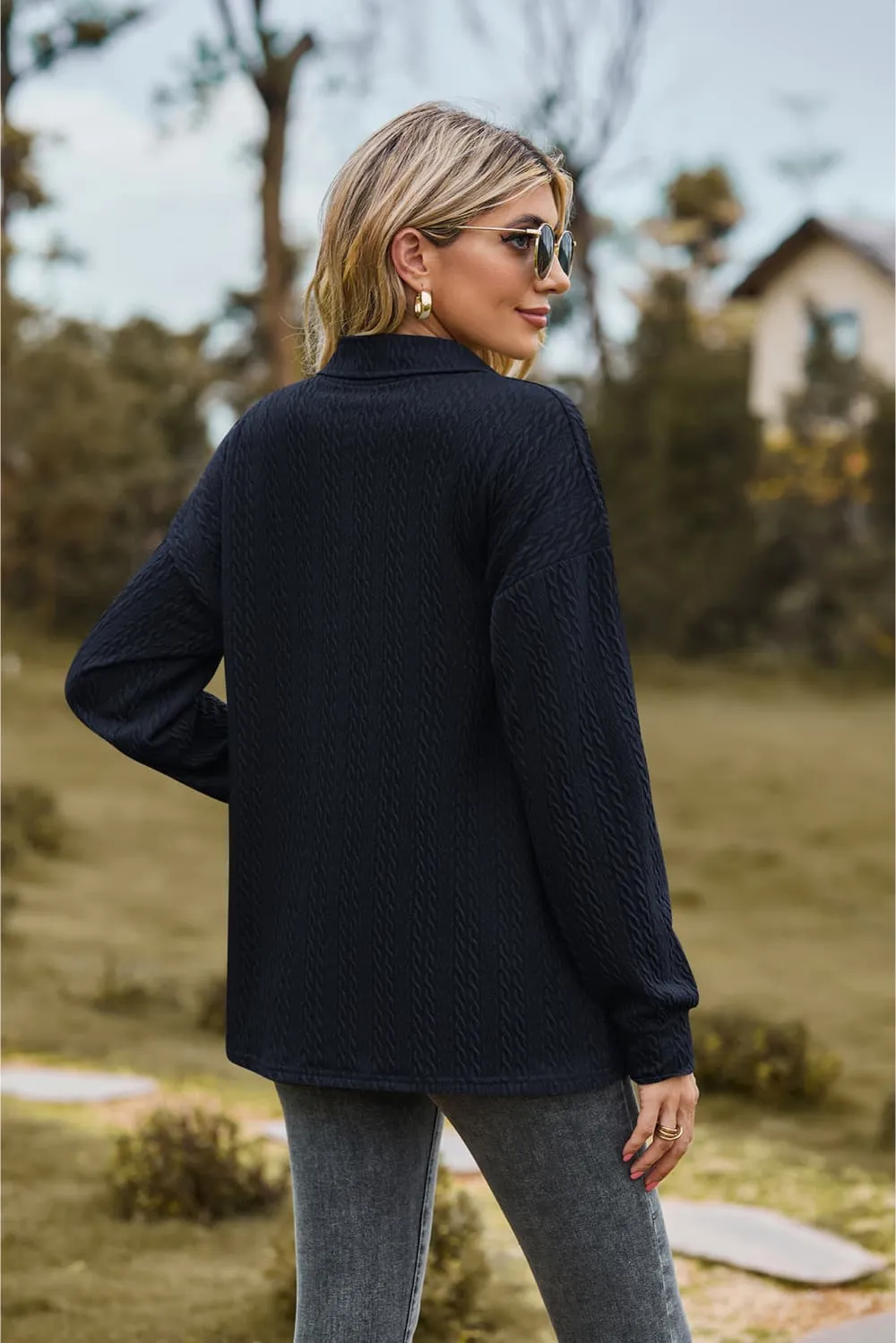Collared Neck Long Sleeve Blouse, image 3
