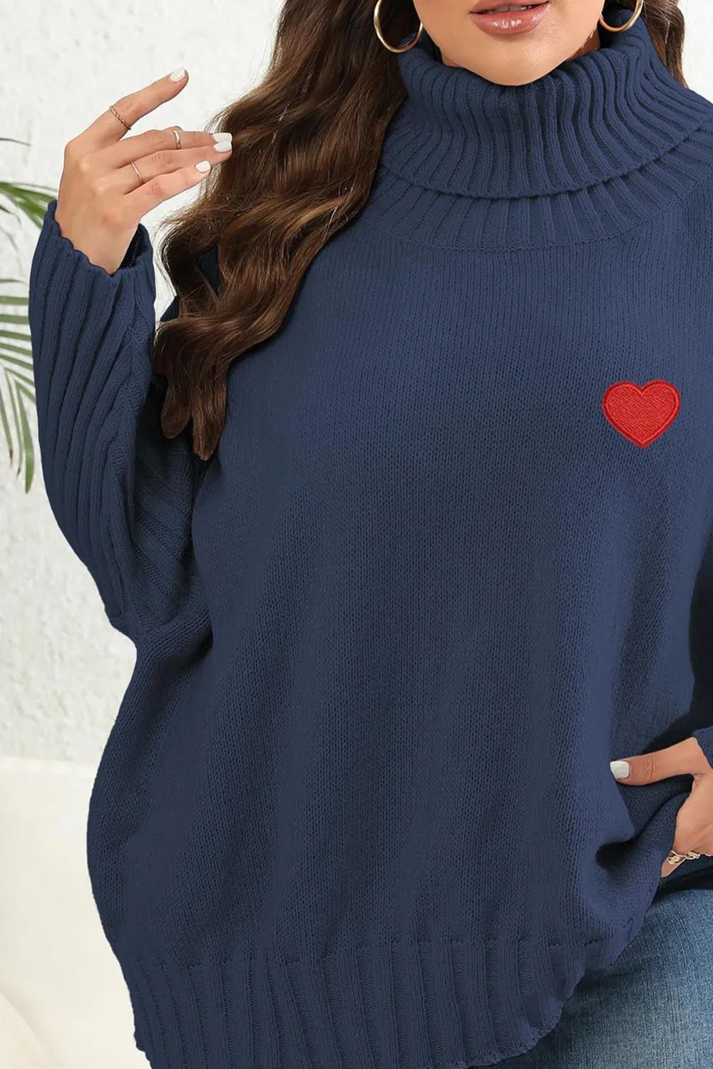 Plus Size Turtle Neck Long Sleeve Sweater, image 17