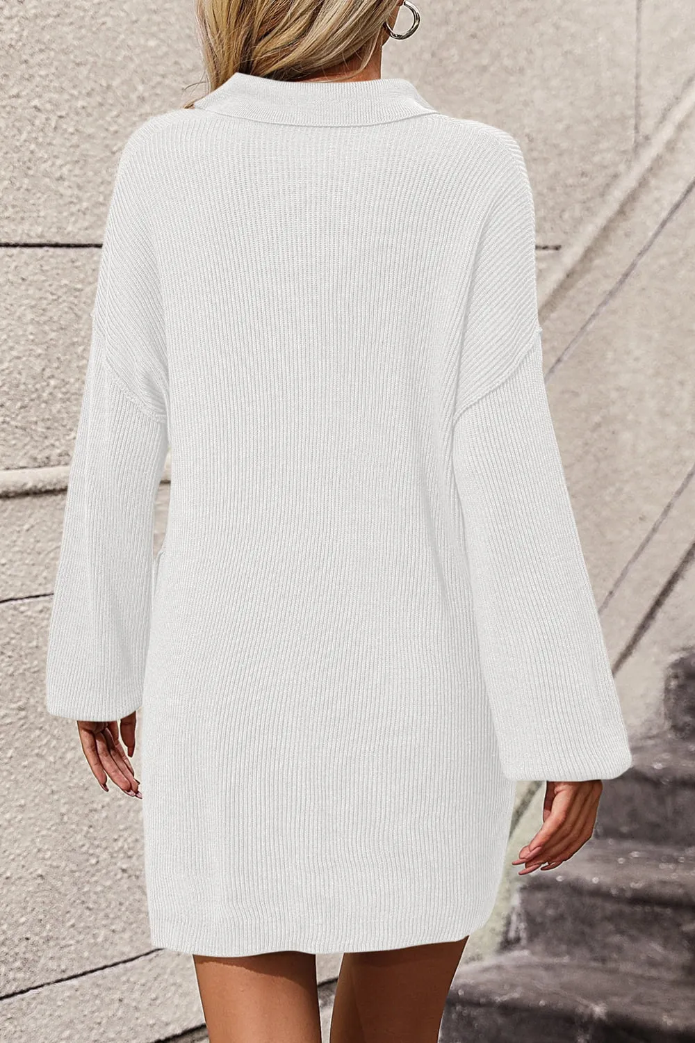 Johnny Collar Drop Shoulder Sweater Dress, image 2