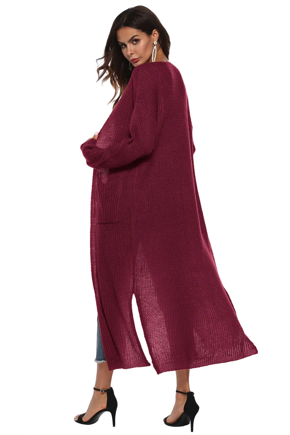 Long Sleeve Open Front Buttoned Cardigan, image 27