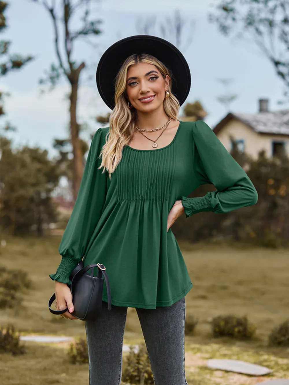 Puff Sleeve Pleated Blouse, image 17