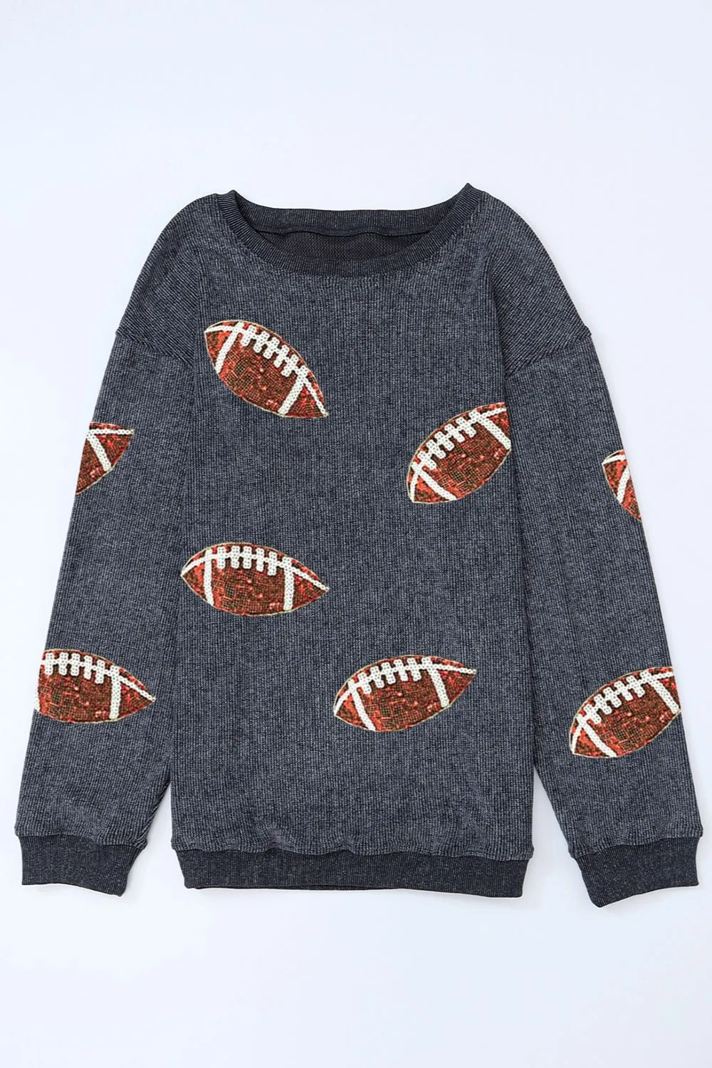 Sequin Football Patch Corduroy Sweatshirt, image 8