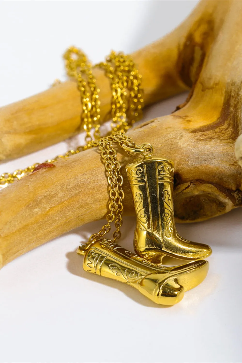 Cowboy Boot Pendant Stainless Steel Necklace, image 6