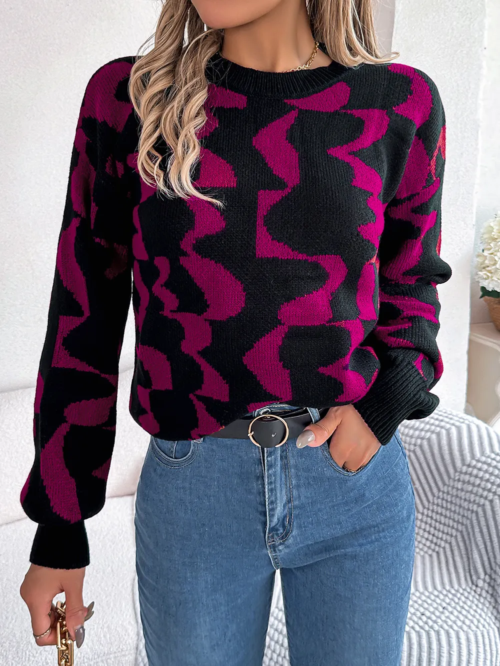 Round Neck Long Sleeve Sweater, image 2