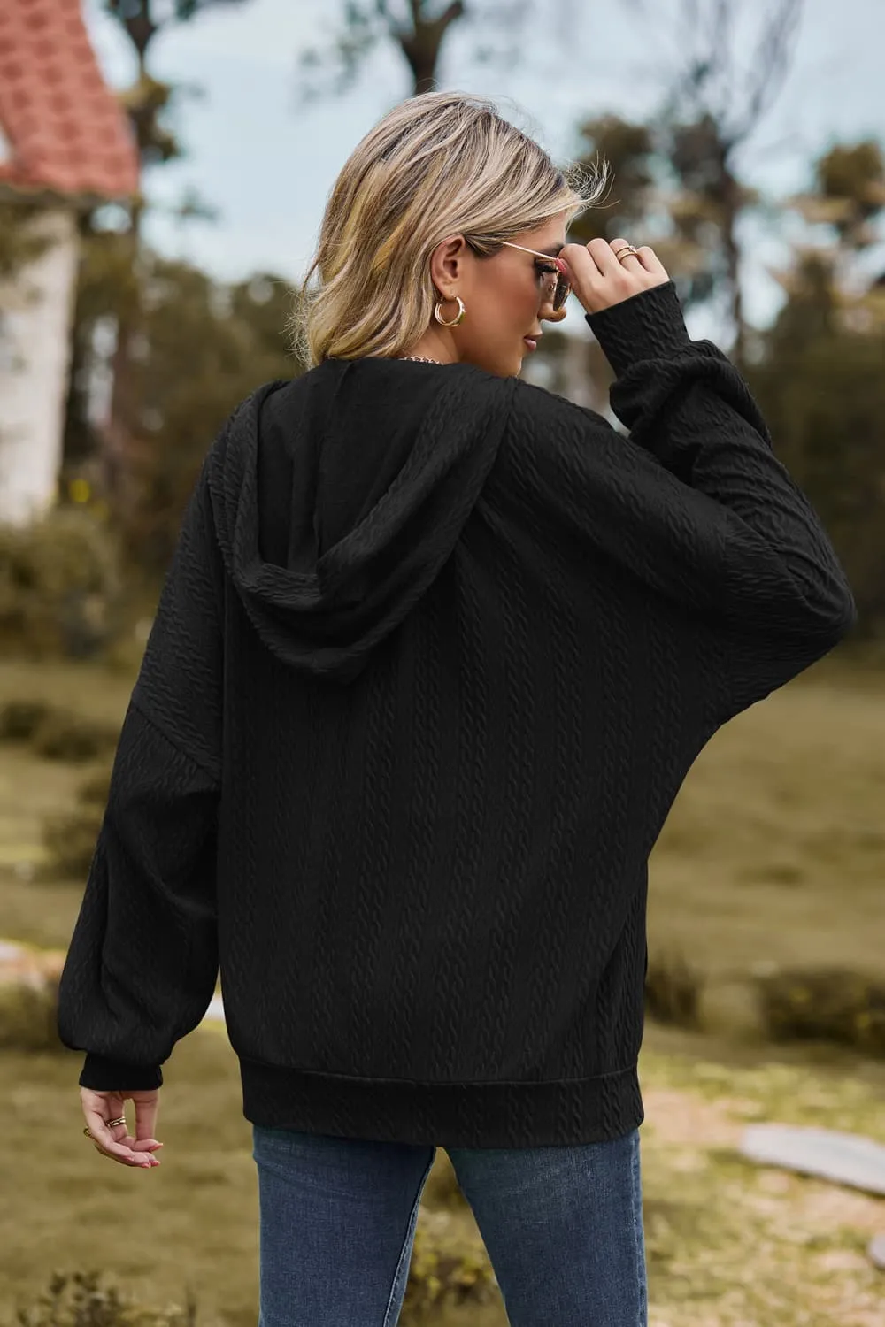 Cable-Knit Long Sleeve Hooded Jacket, image 24