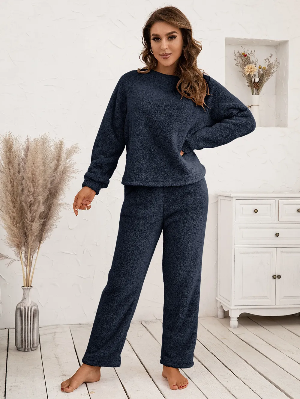 Teddy Long Sleeve Top and Pants Lounge Set, image 5